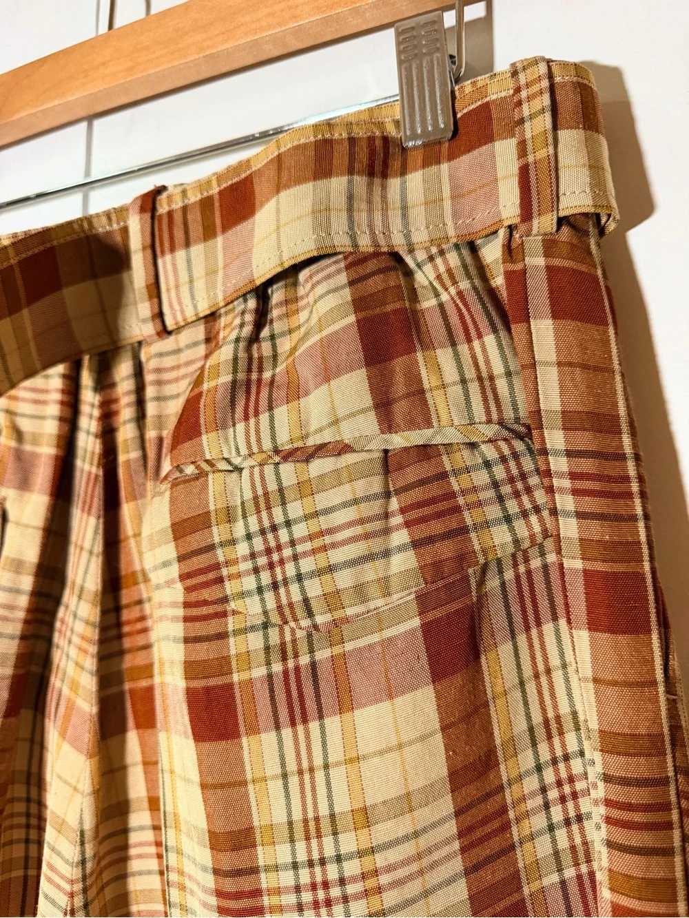 Tomorrowland belted waist trousers Plaid Pleated Pants Adjustable Waist 30 S